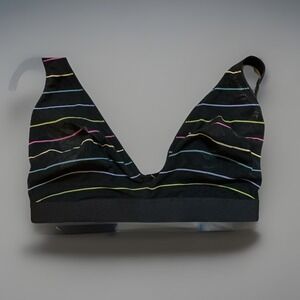 Parade Bralette Black Rainbow Striped‎ Soft Plunge Wireless Bra Size 1 Small S